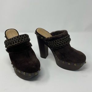 Koolaburra by UGG | Farrah Brown Wooden Clog Suede Leather Wool womens size 6